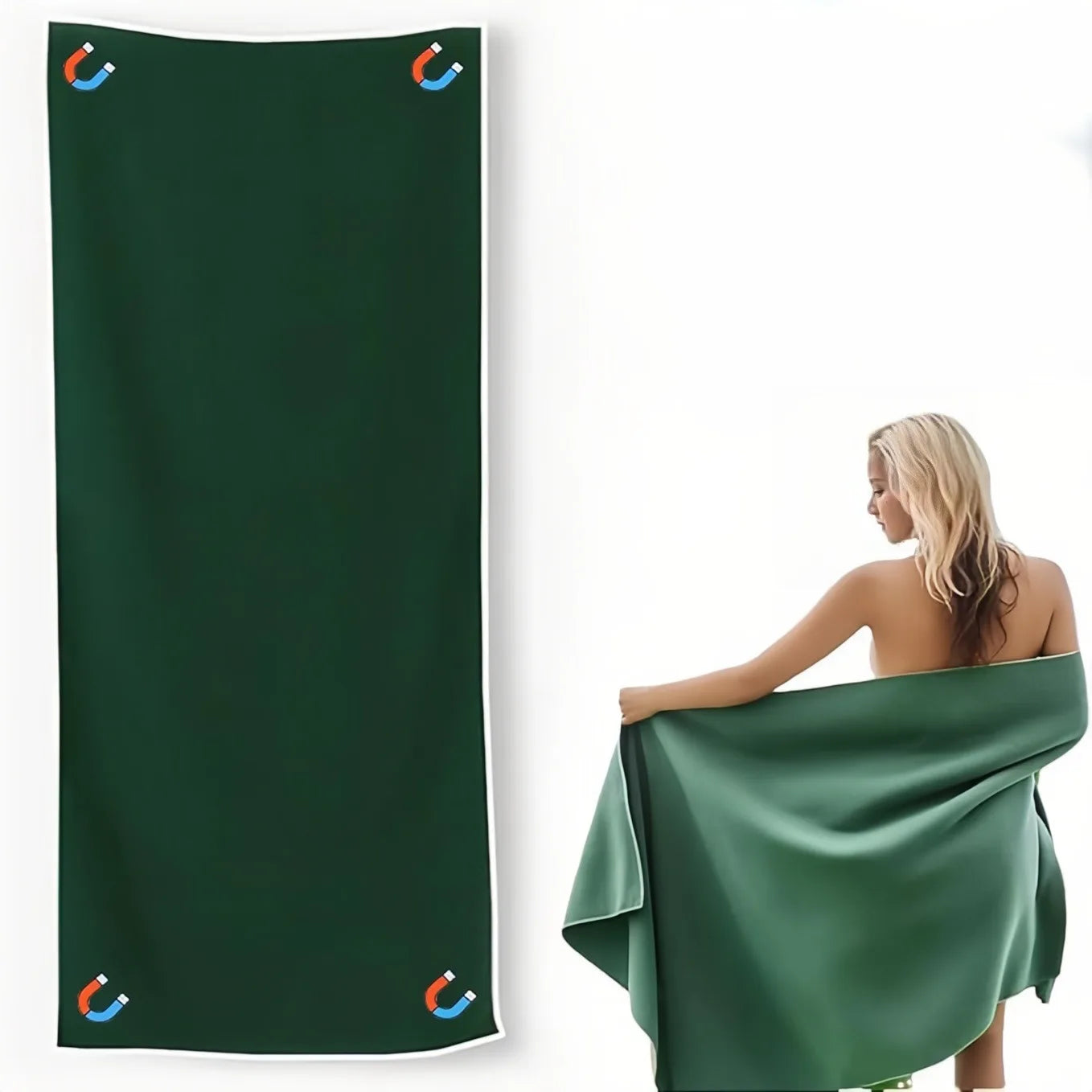 Quick-Drying Multifunctional Magnetic Beach Towel - Portable Coral Fleece Bath Accessory