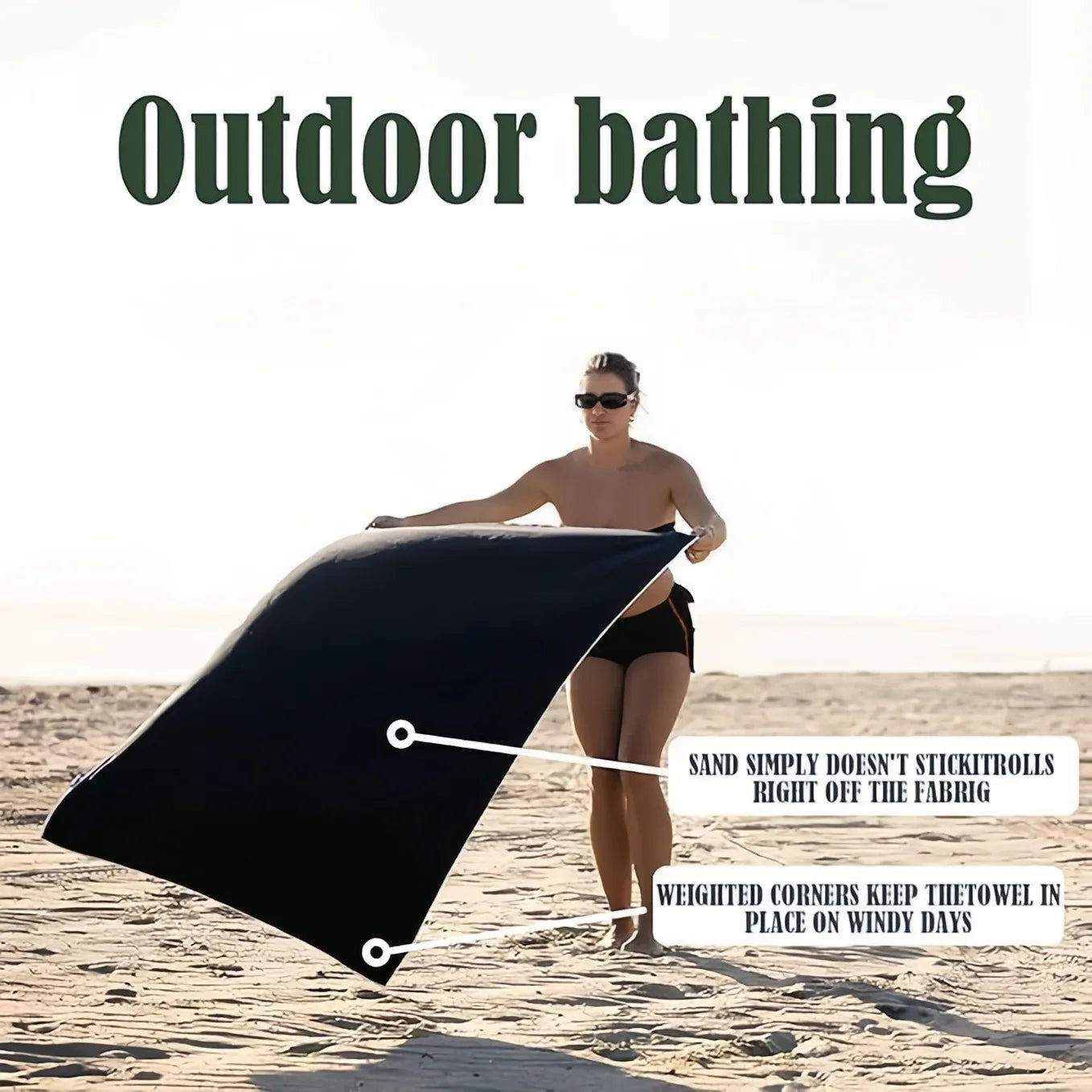 Quick-Drying Multifunctional Magnetic Beach Towel - Portable Coral Fleece Bath Accessory