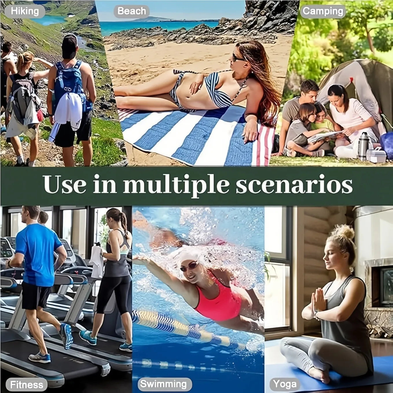 Quick-Drying Multifunctional Magnetic Beach Towel - Portable Coral Fleece Bath Accessory