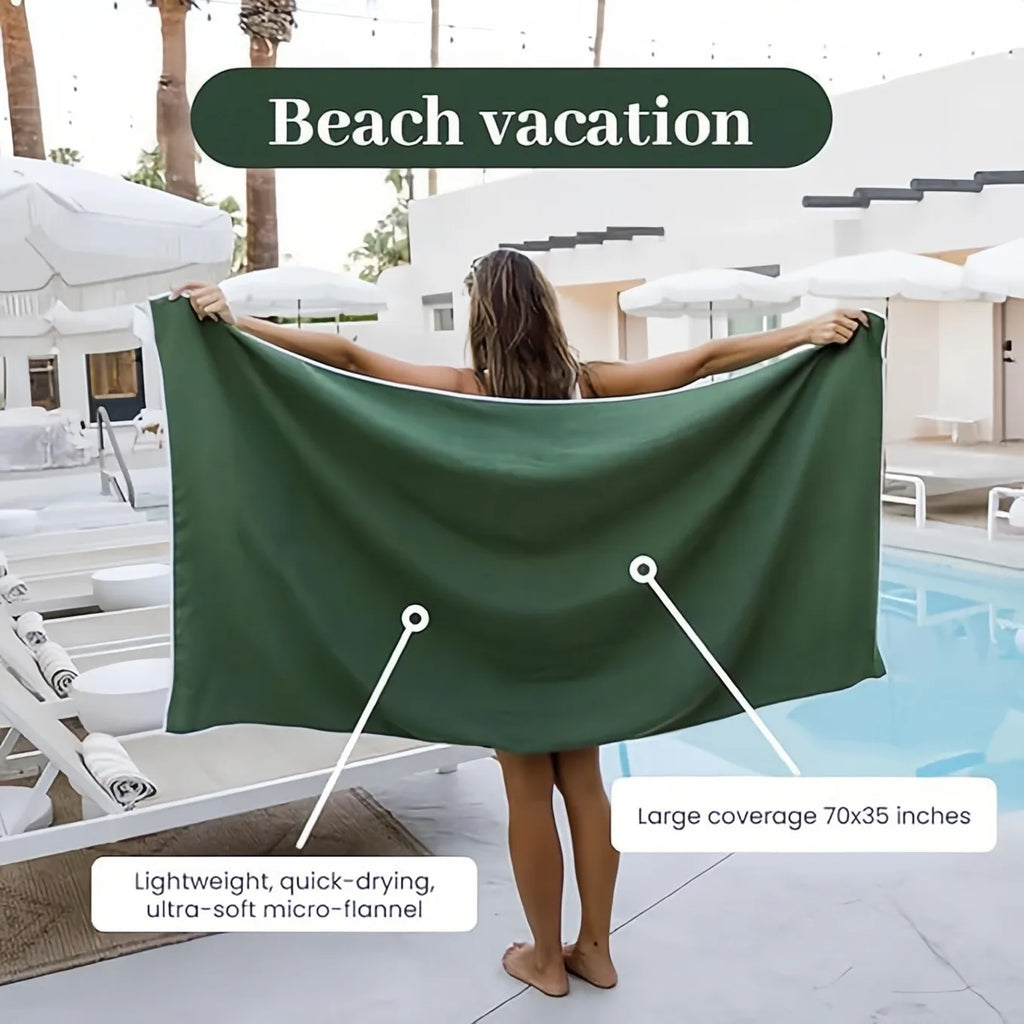 Quick-Drying Multifunctional Magnetic Beach Towel - Portable Coral Fleece Bath Accessory
