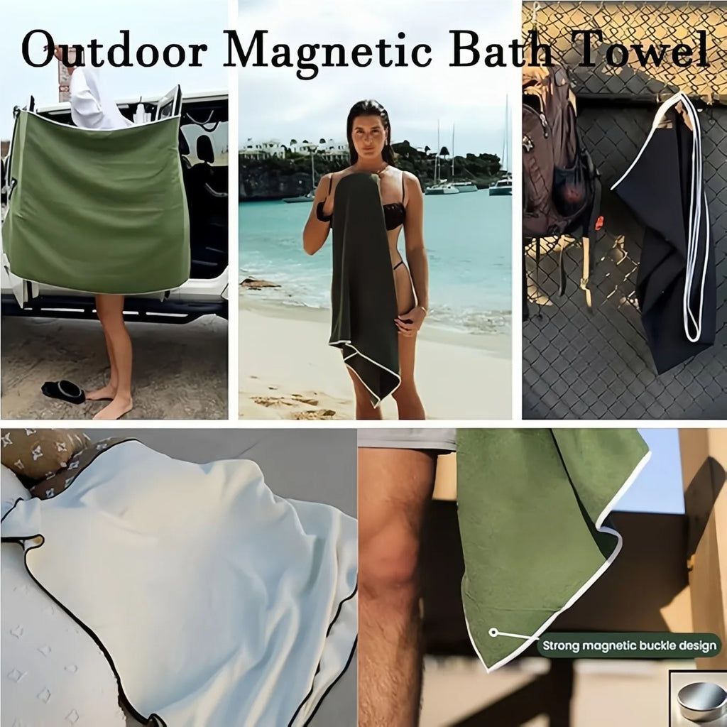 Quick-Drying Multifunctional Magnetic Beach Towel - Portable Coral Fleece Bath Accessory
